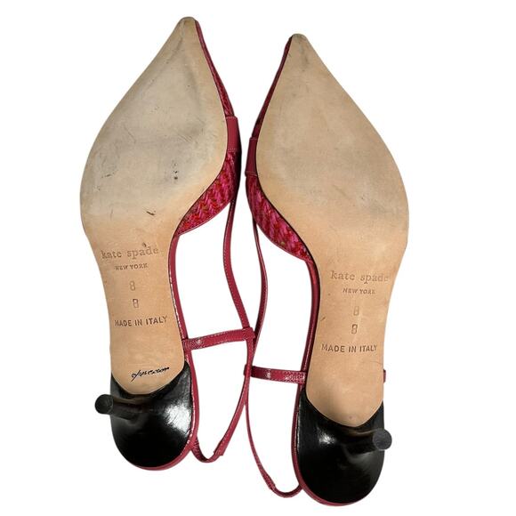 Kate Spade New York Fuchsia Pink Slingback Kitten Heels Size 8 Made in Italy Lux - Picture 10 of 13